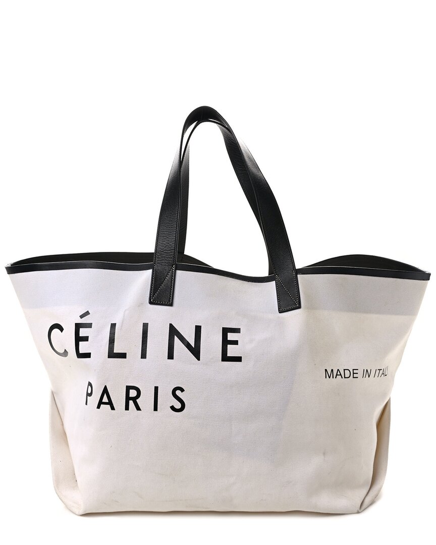 Celine Black White Leather Made In Tote (authentic Pre-loved) In Pattern