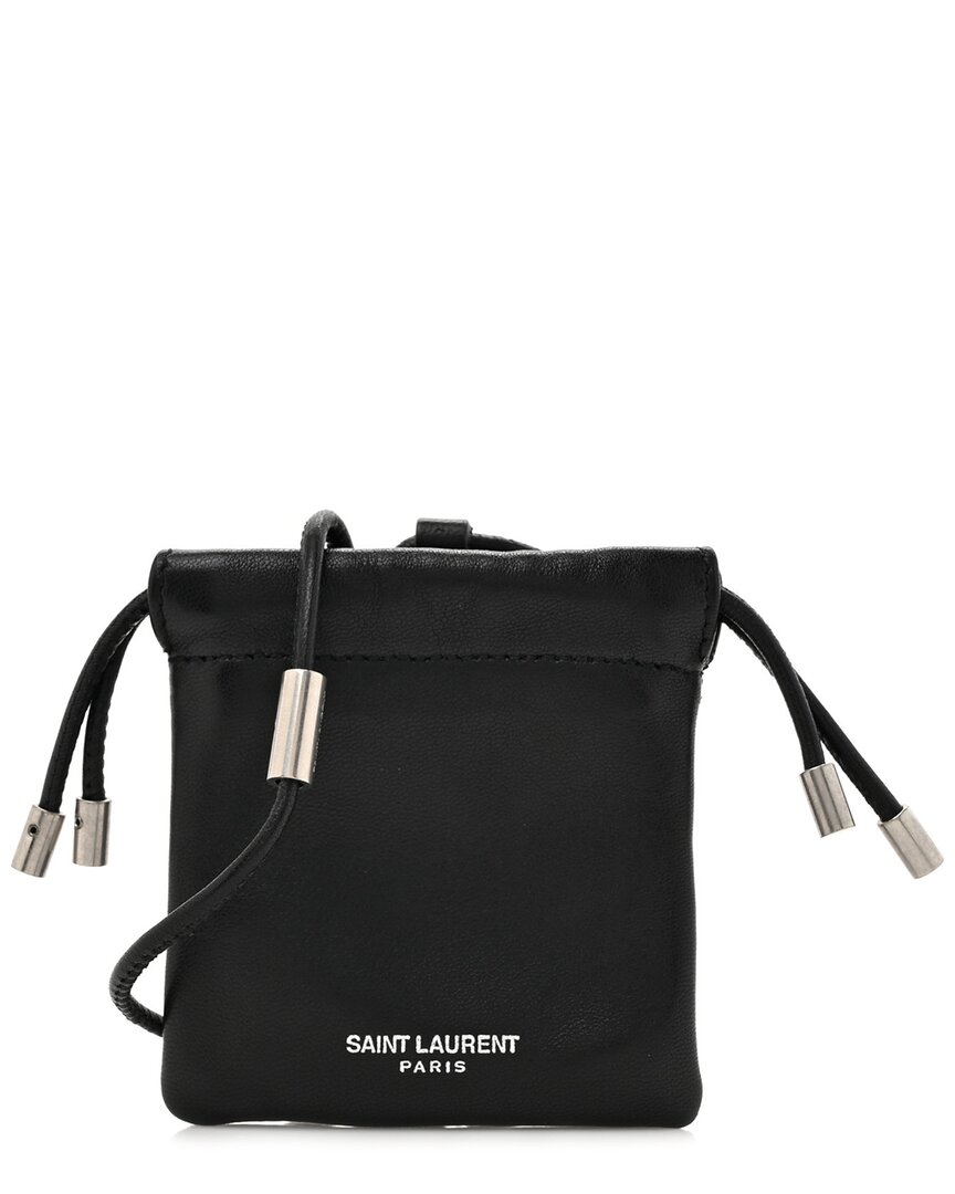 Saint Laurent Black Lambskin Airpods Crossbody Pouch (authentic Pre-loved)