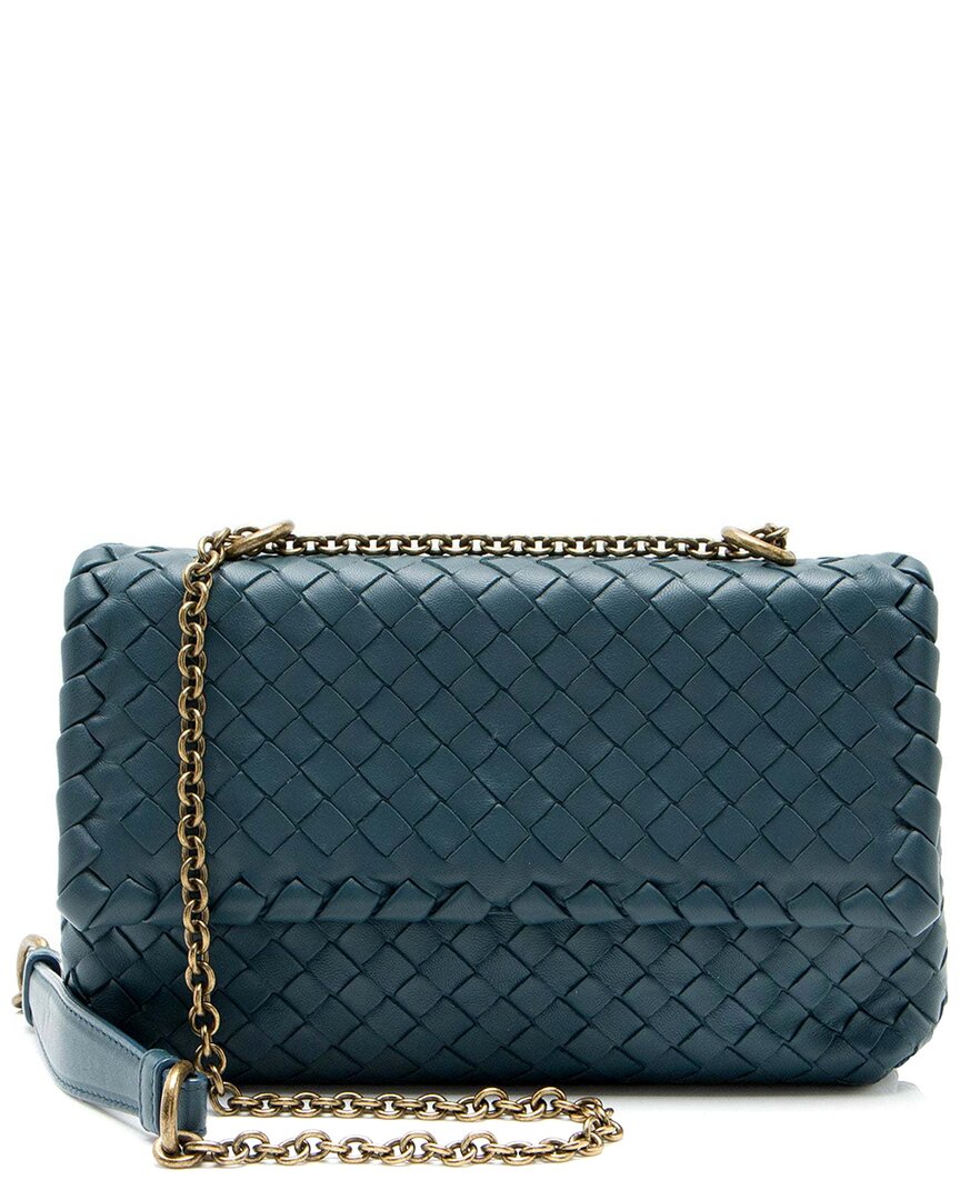 Bottega Veneta Blue Intrecciato Leather Olimpia Baby Crossbody (authentic Pre- Loved)