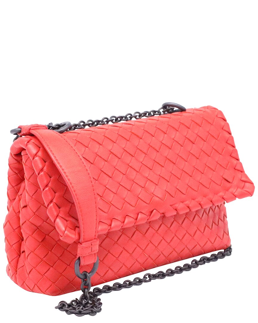 Bottega Veneta Red Intrecciato Nappa Calf Leather Woven Olimpia Bag (authentic Pre-loved)