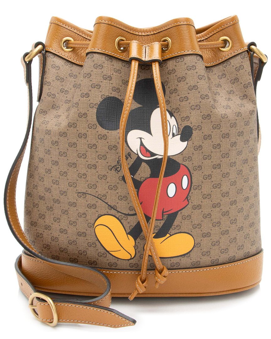 Gucci Brown Micro Gg Canvas X Disney Mickey Mouse Bucket Bag (authentic Pre-  Loved)