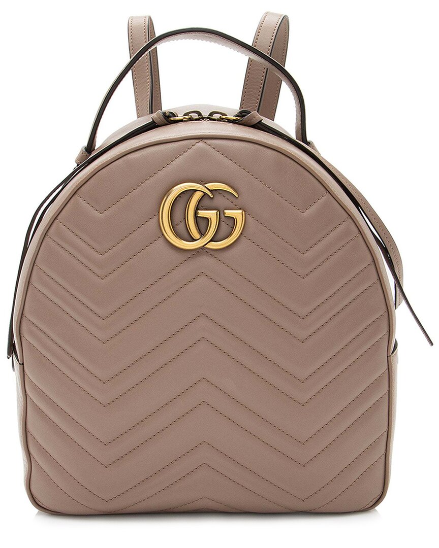 Gucci Brown Matelasse Leather Gg Marmont Backpack (authentic Pre-loved)