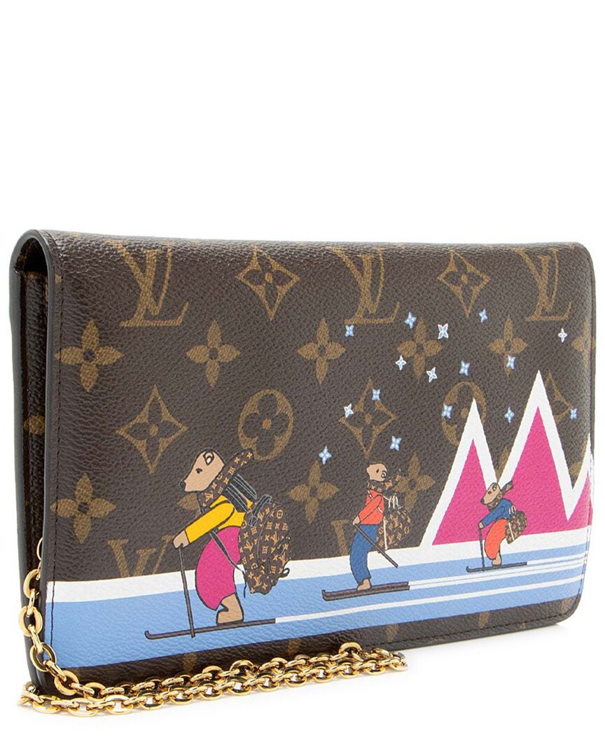 Pre-owned Louis Vuitton Brown Monogram Canvas Limited Edition Christmas Animation  Pochette Weekend Bag (authe