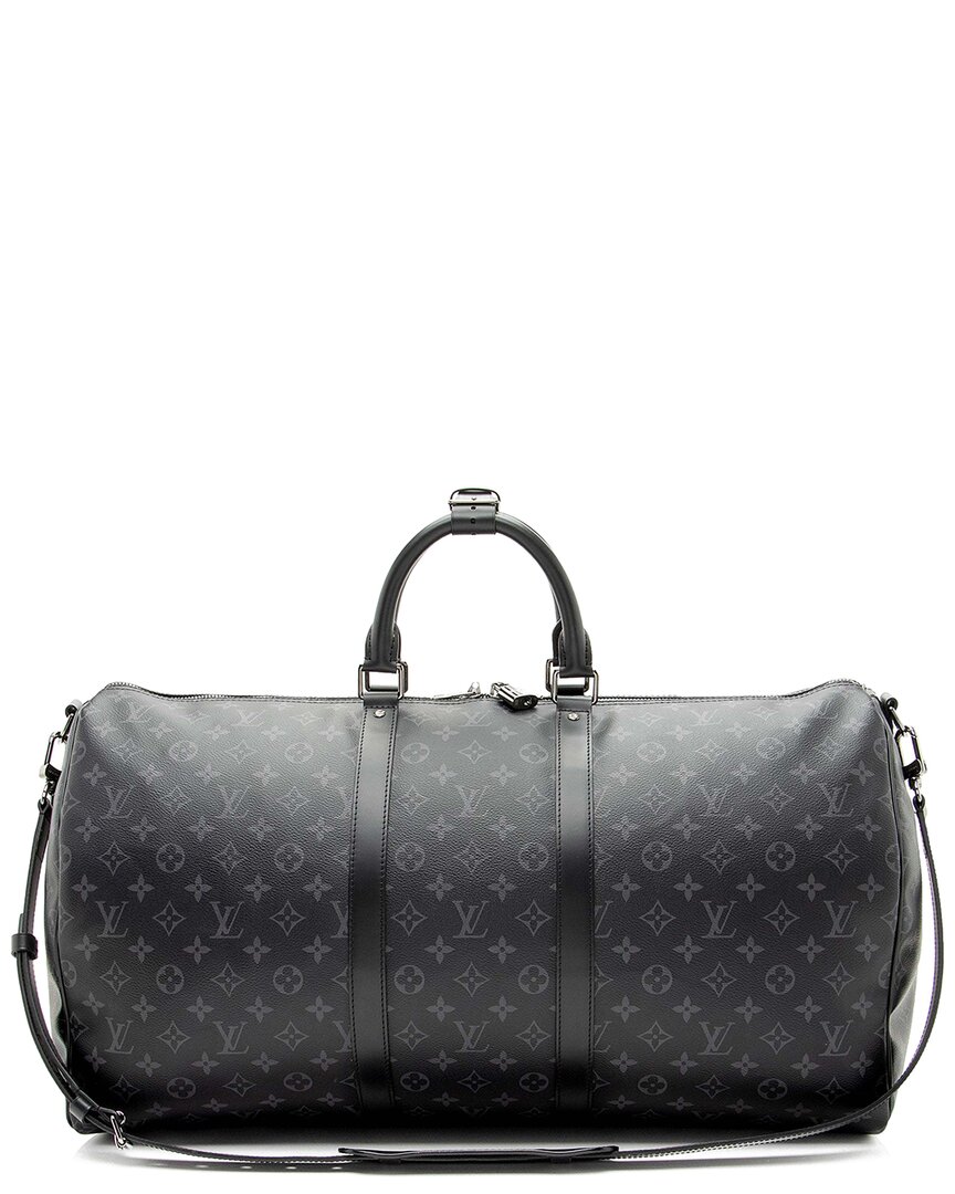 Pre-owned Louis Vuitton Black Monogram Eclipse Keepall Bandouliere 55 (authentic Pre-  Loved)