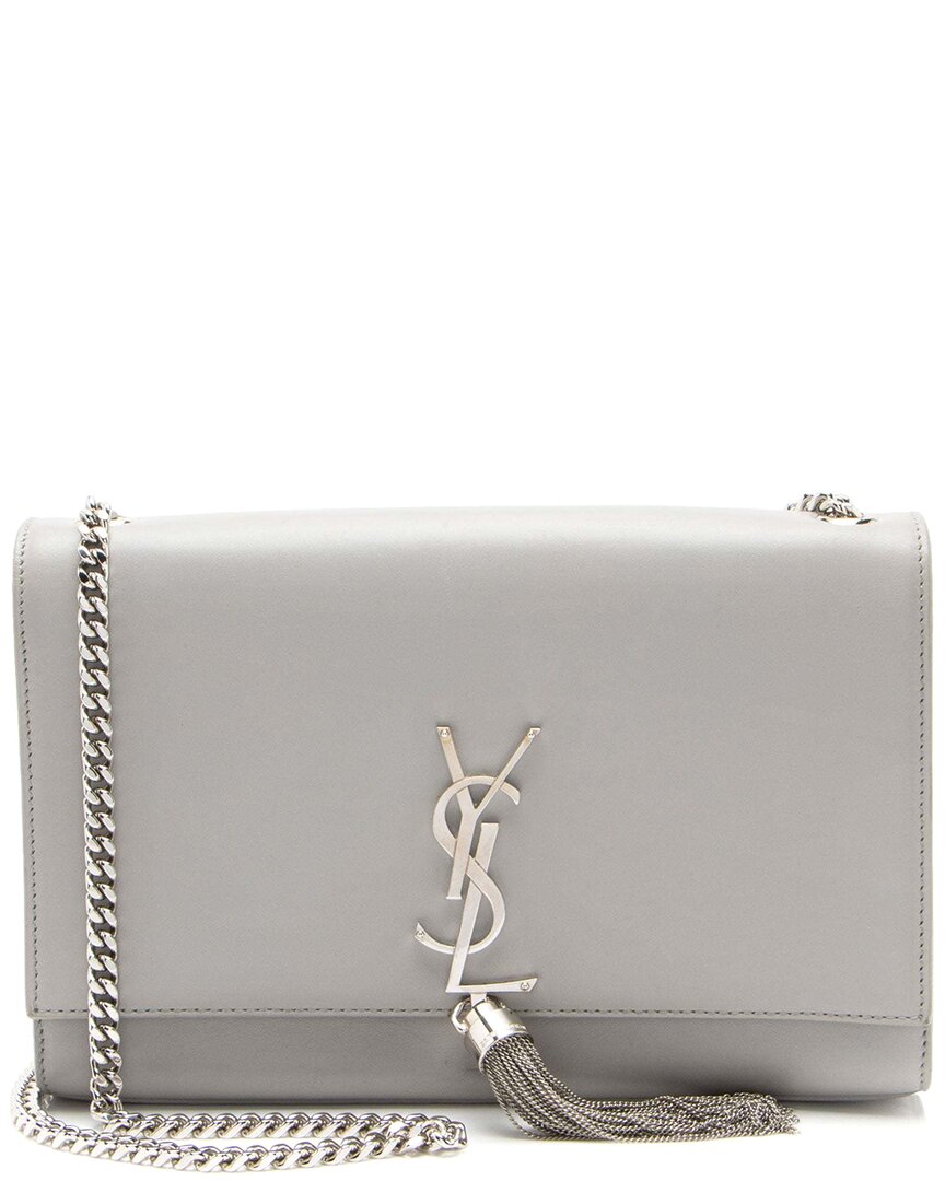 Saint Laurent Grey Calfskin Monogram Kate Tassel Medium Shoulder Bag  (authentic Pre-loved)