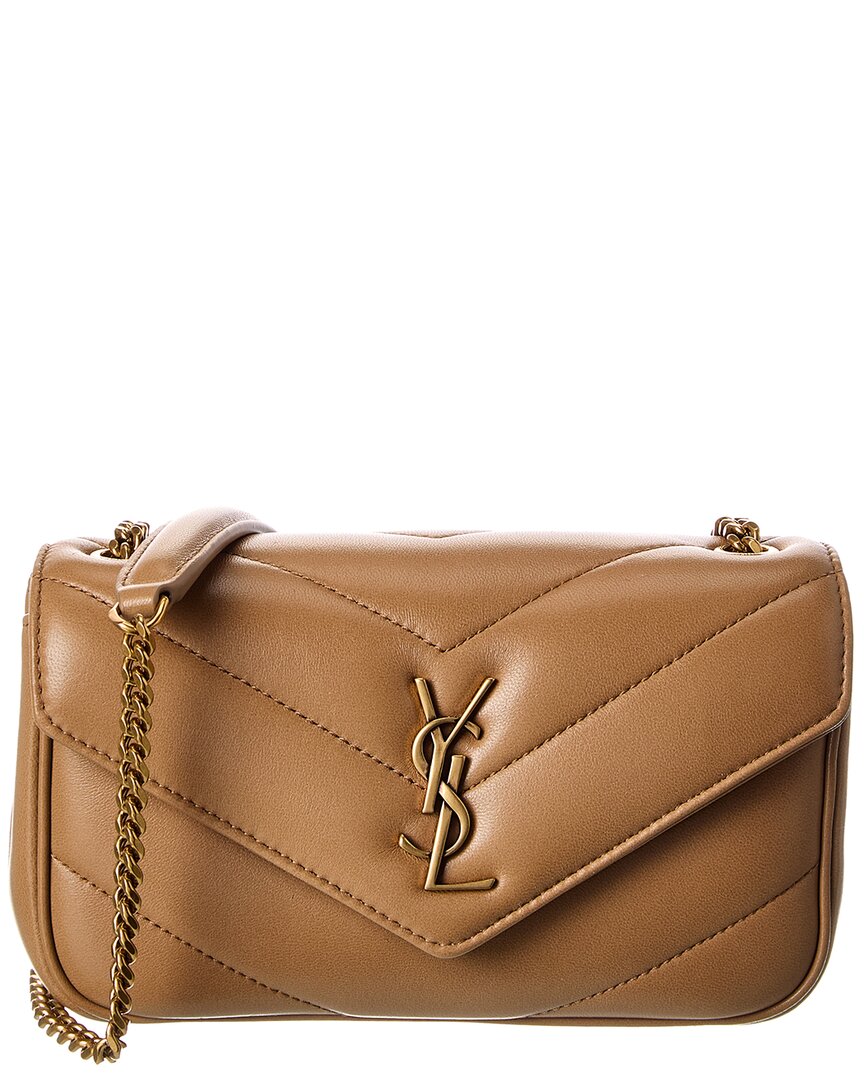 Saint Laurent Loulou Mini Leather Shoulder Bag In Sand