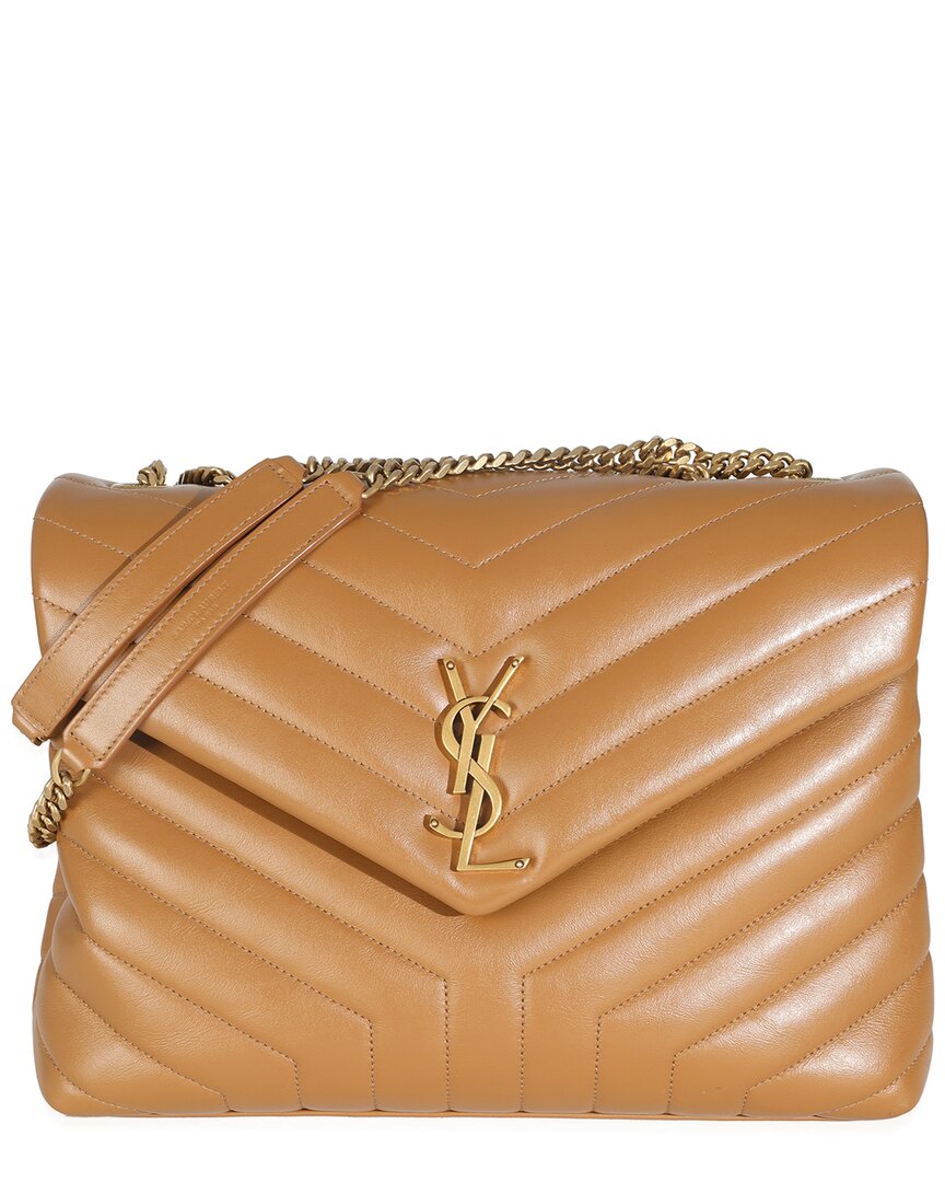 Saint Laurent Beige & Neutral Leather Y Quilted Medium Loulou Chain Satchel  (authentic Pre-loved)