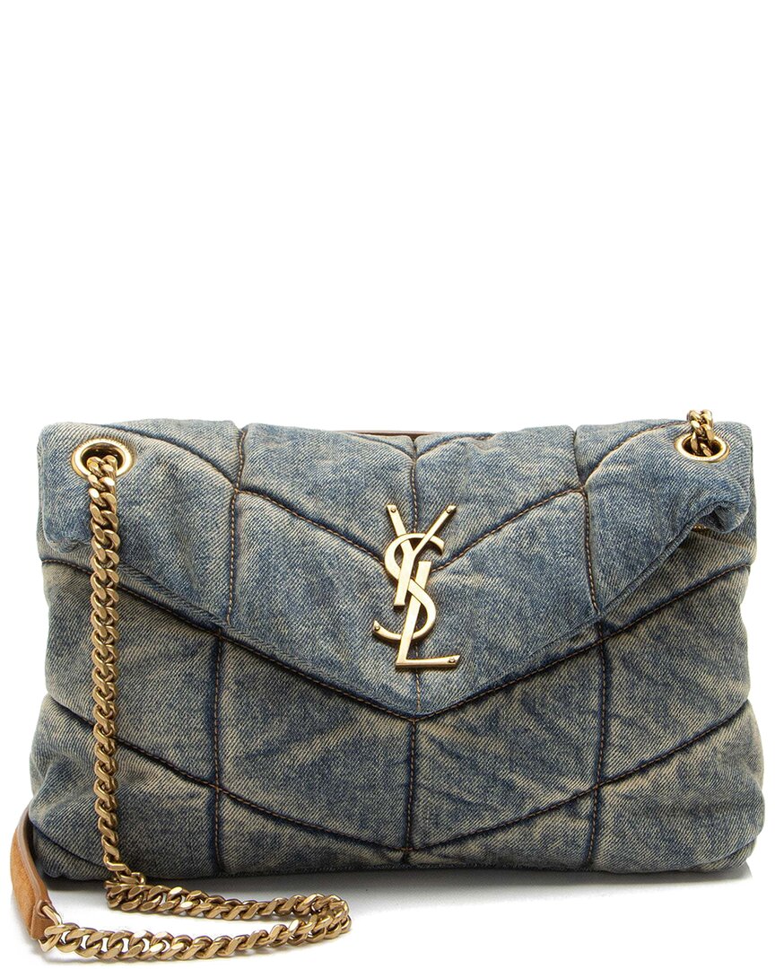 Saint Laurent Denim Monogram Puffer Loulou Shoulder Bag (authentic Pre-loved)