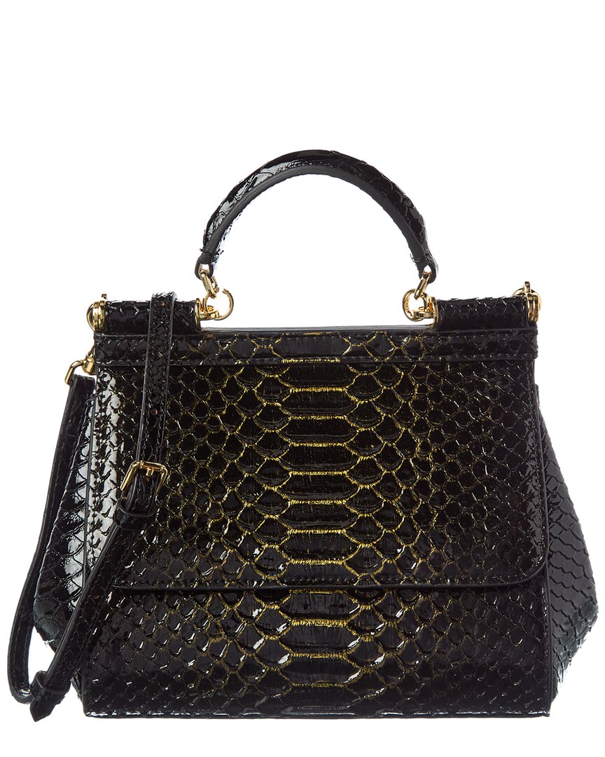 Tiffany & Fred Paris Python-embossed Leather Satchel In Black
