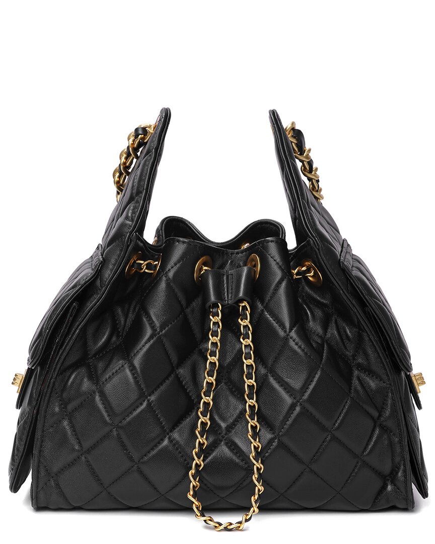 Tiffany & Fred Paris Quilted Leather Shoulder Bag In Black