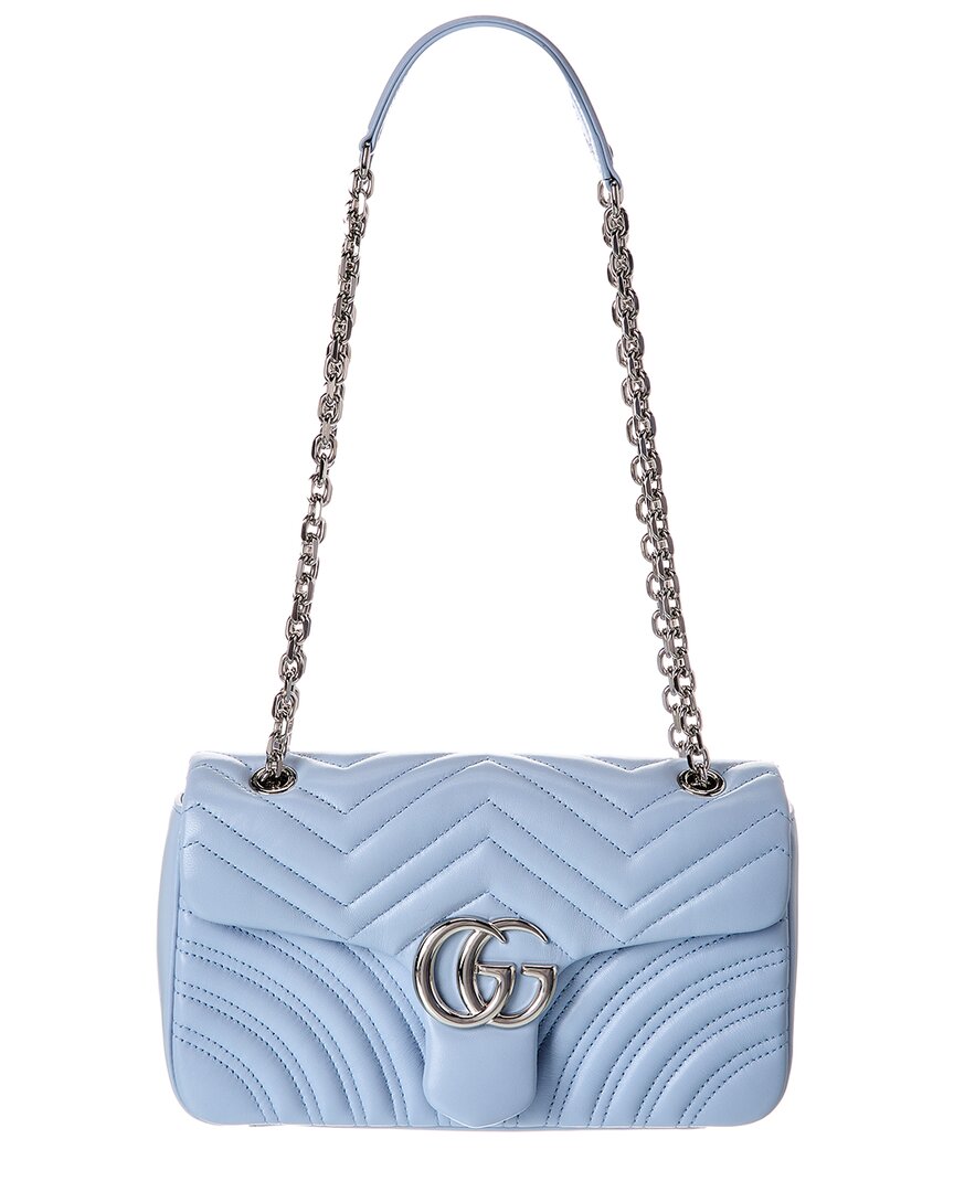 Gucci Gg Marmont Small Leather Shoulder Bag In Blue