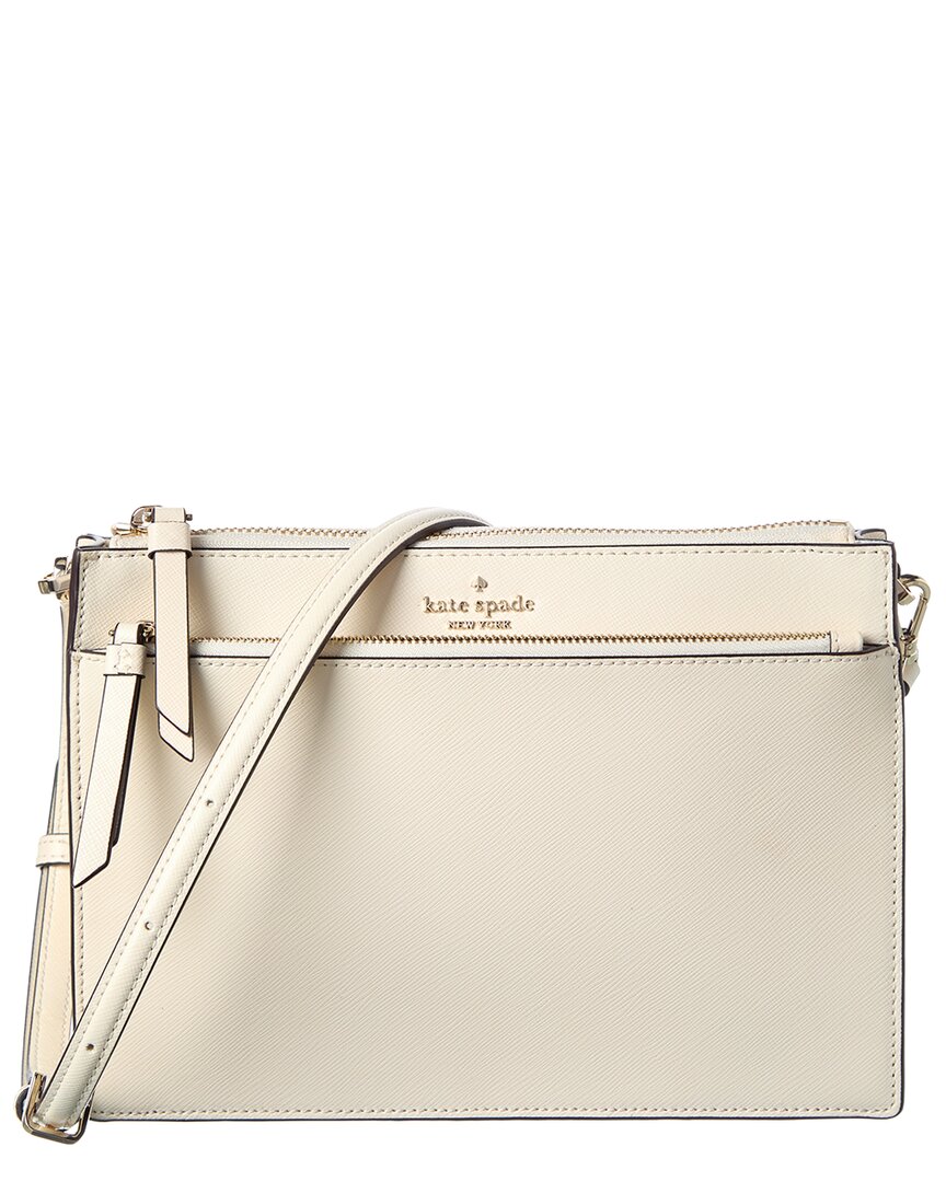 Kate Spade New York Cameron Leather Zip Leather Crossbody In White