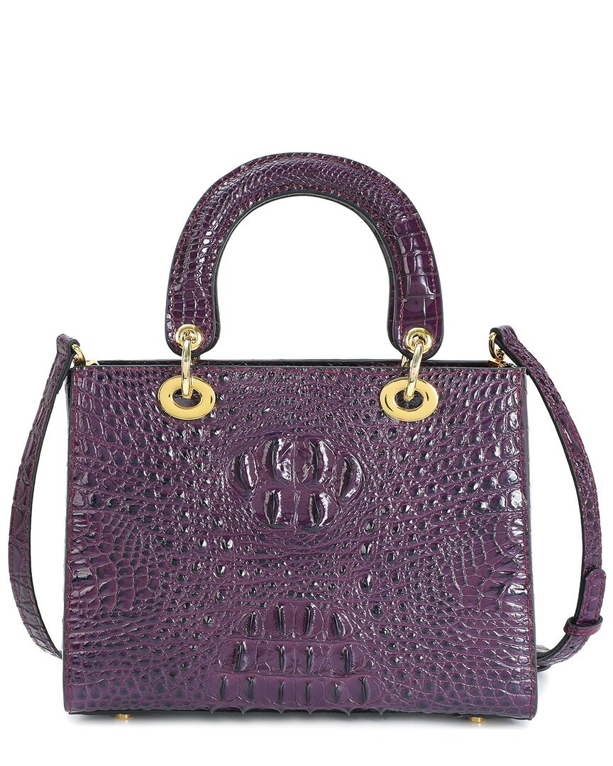 Tiffany & Fred Paris Alligator-embossed Leather Satchel In Purple