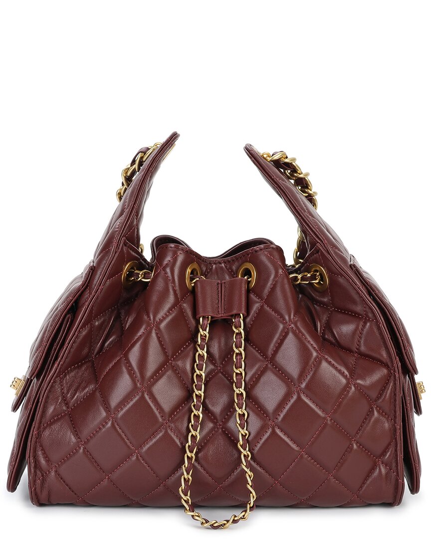 Tiffany & Fred Paris Quilted Leather Shoulder Bag In Red