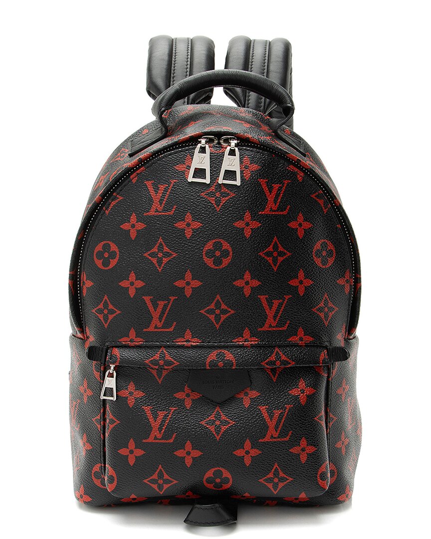 Pre-owned Louis Vuitton Black & Red Coated Canvas& Leather Palm Springs Pm Backpack (authentic Pre-loved)