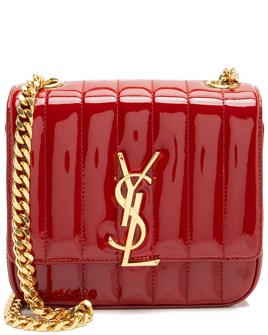Saint Laurent Red Patent Leather Monogram Vicky Small Shoulder Bag (authentic  Pre-loved) In Red