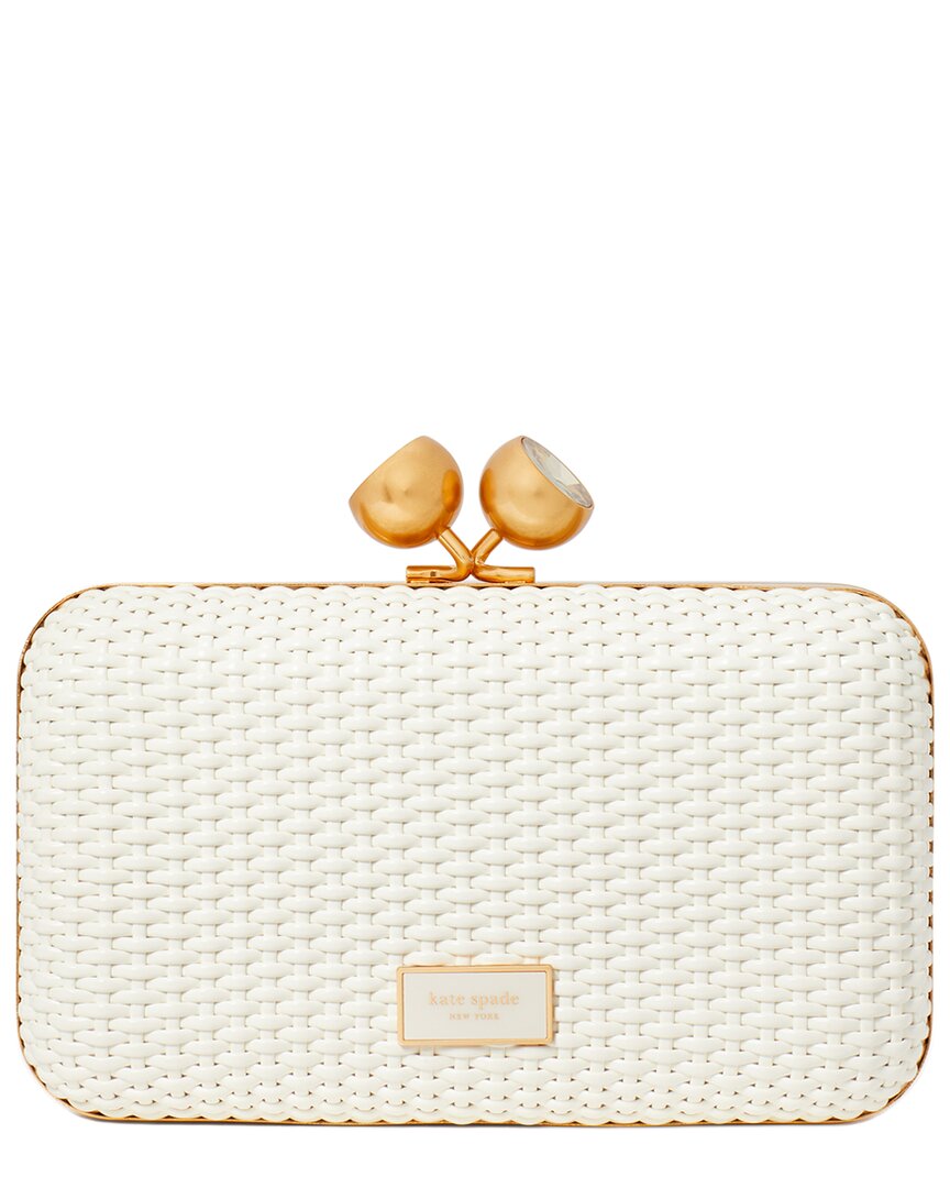 Kate Spade New York Kisslock Clutch Woven Small Clutch In White