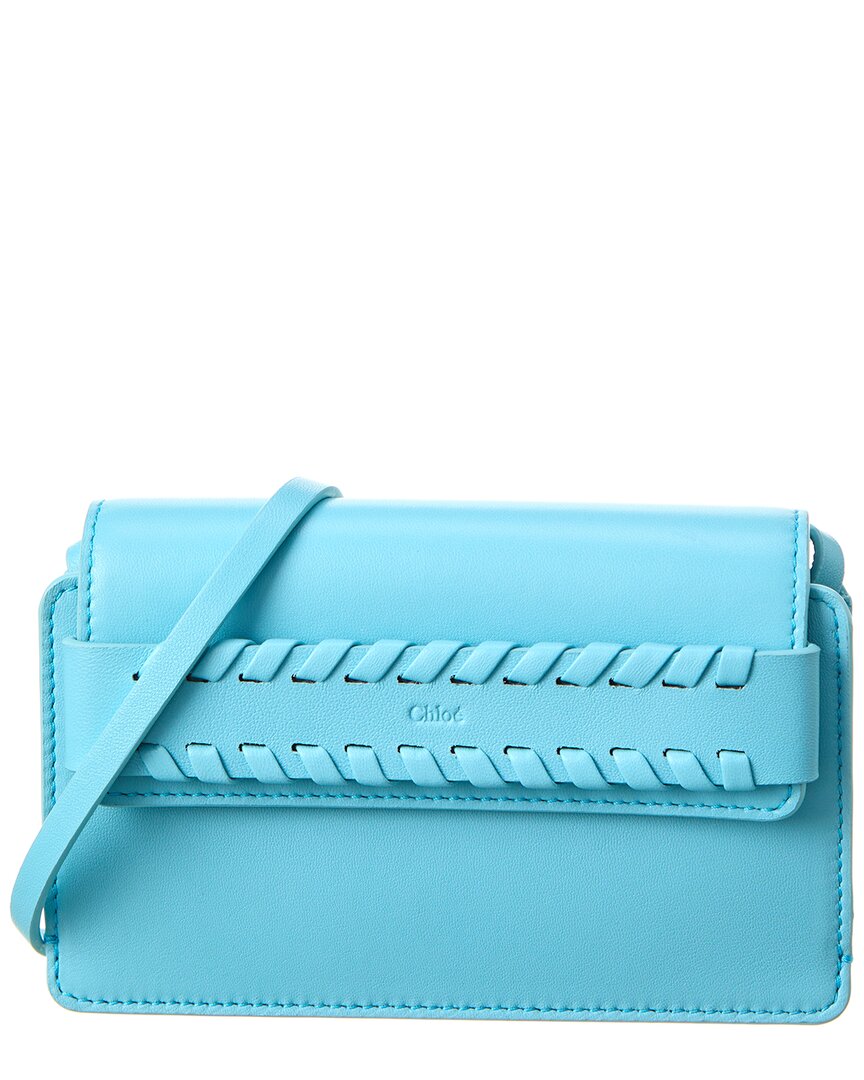 Chloé Mony Mini Leather Cross-body Bag In Blue