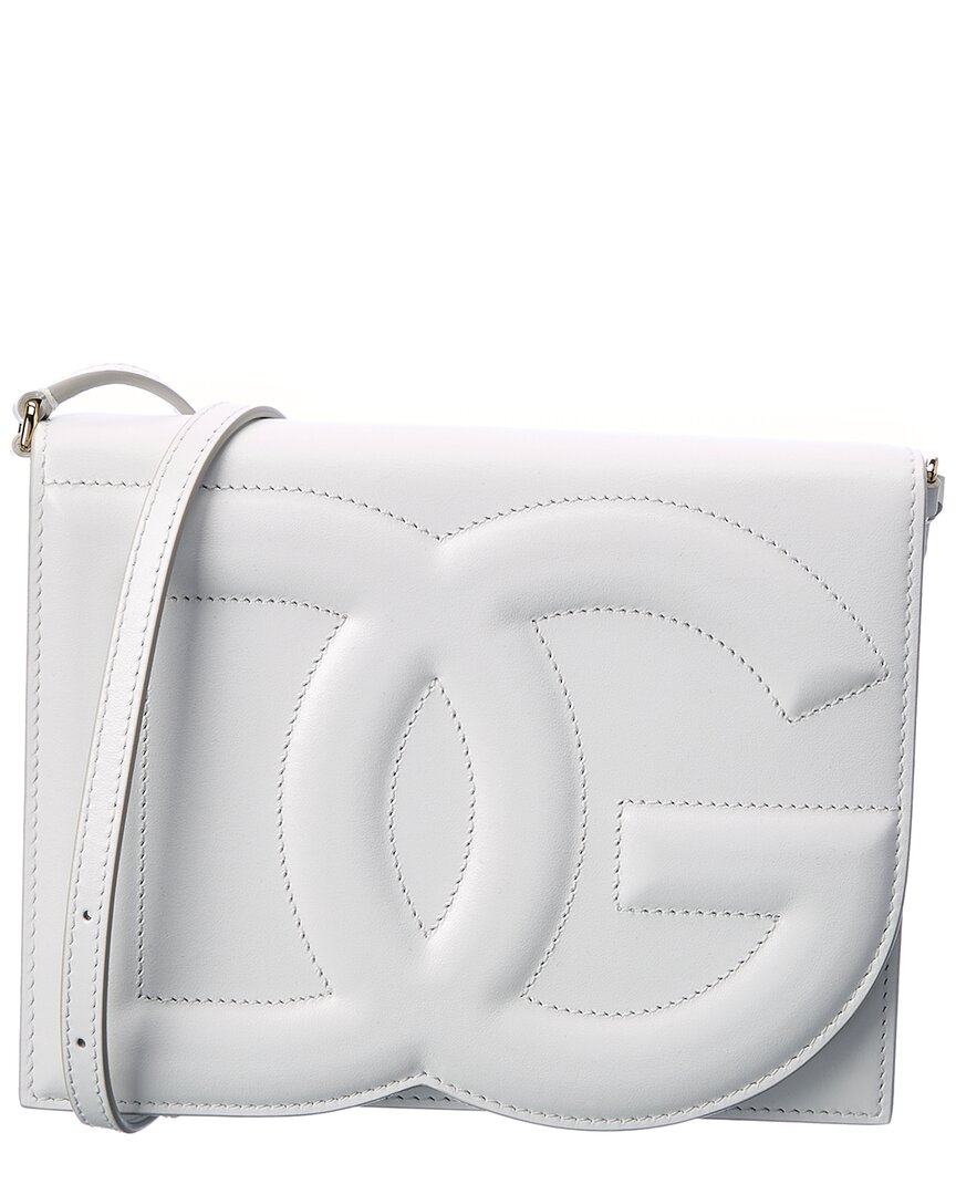 Dolce & Gabbana Logo Leather Shoulder Bag In White