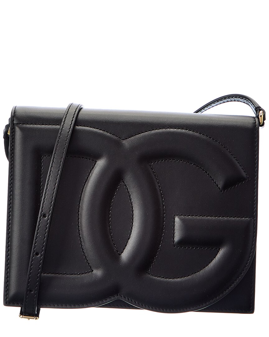 Dolce & Gabbana Logo Leather Shoulder Bag In Black