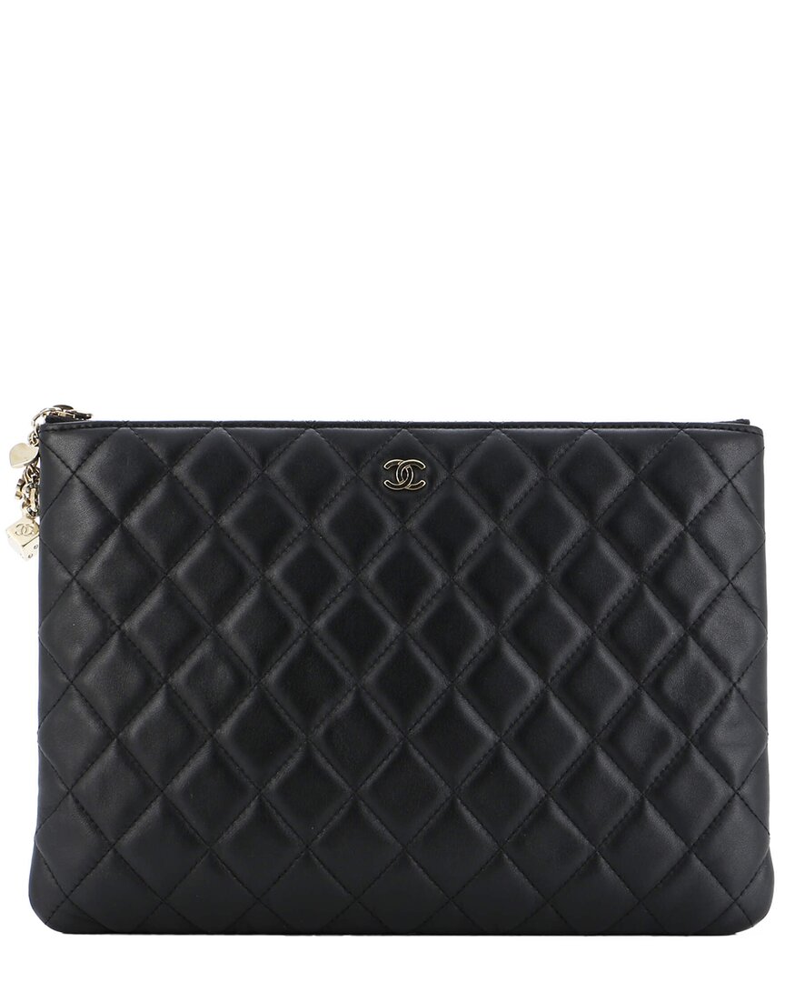 CHANEL Pre-owned Black Quilted Lambskin Cc Casino O Case Clutch Medium (authentic Pre- Loved)