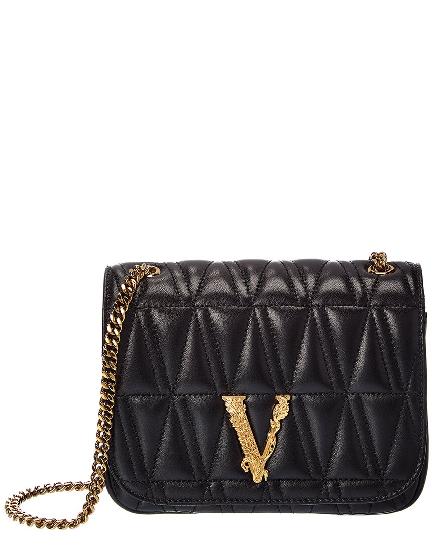 Versace Virtus Quilted Leather Shoulder Bag In Black | ModeSens