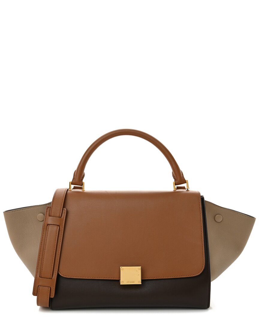 Celine Tan Grained Calfskin Leather Satin Baby Tri-color Trapeze (authentic  Pre-loved) In Brown
