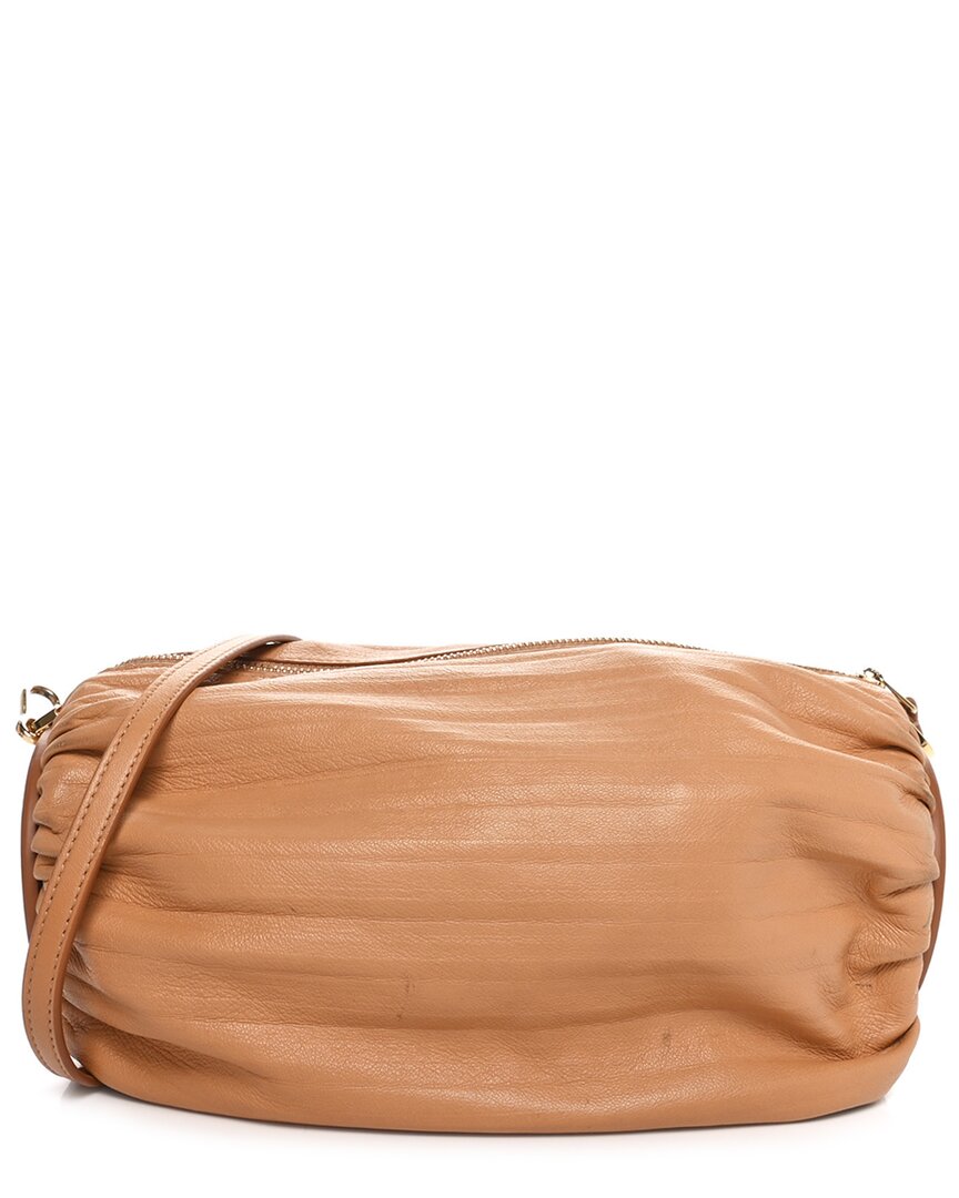 Loewe Warm Desert Lambskin Leather Pleated Bracelet Pouch Shoulder Bag  (authentic Pre-loved)