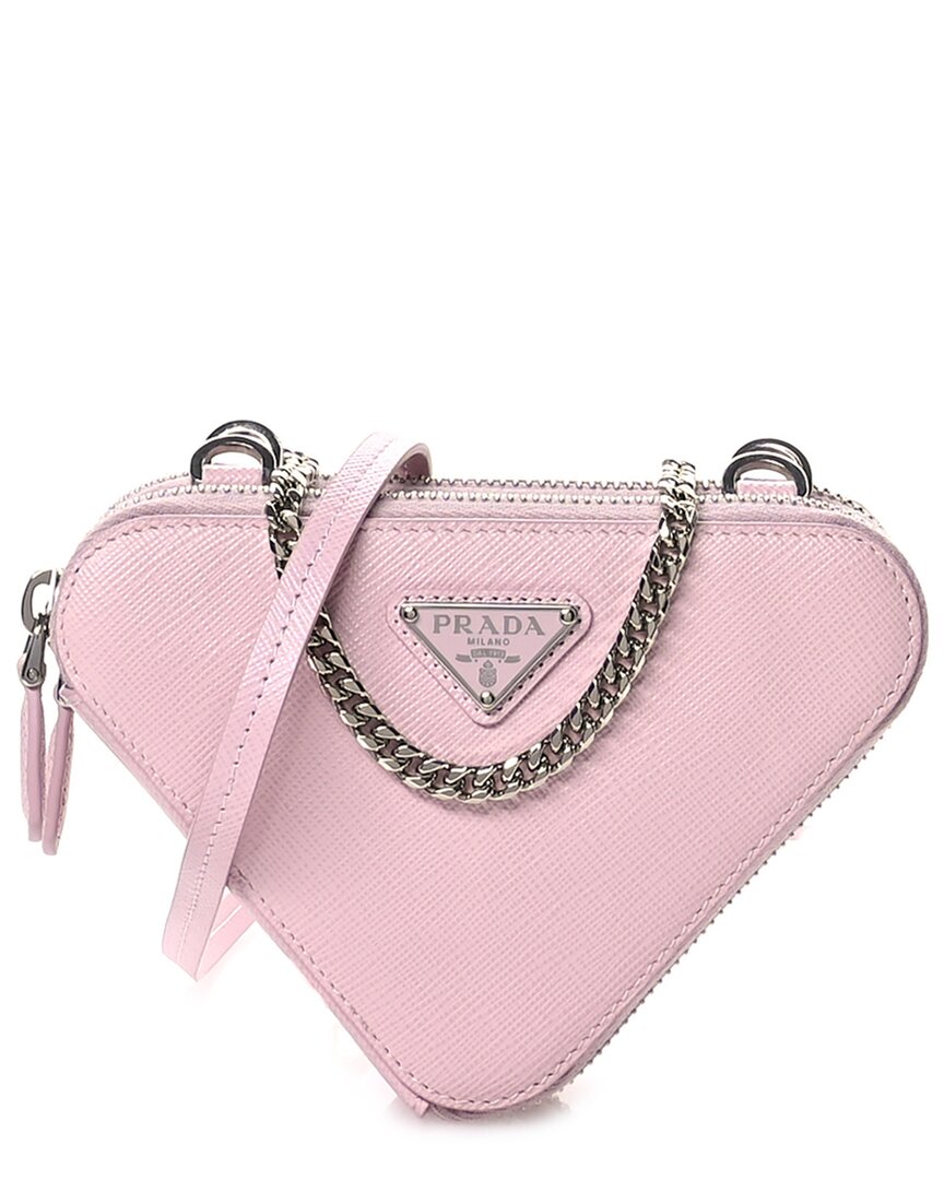 Prada Alabastro Saffiano Leather Mini Triangle Crossbody Pouch (authentic Pre-  Loved)