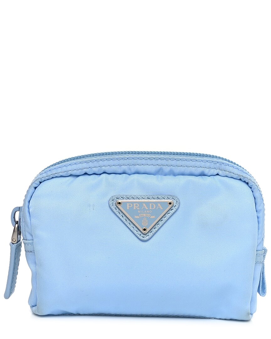 Prada Blue Nylon Pouch Light (authentic Pre-loved) In Blue