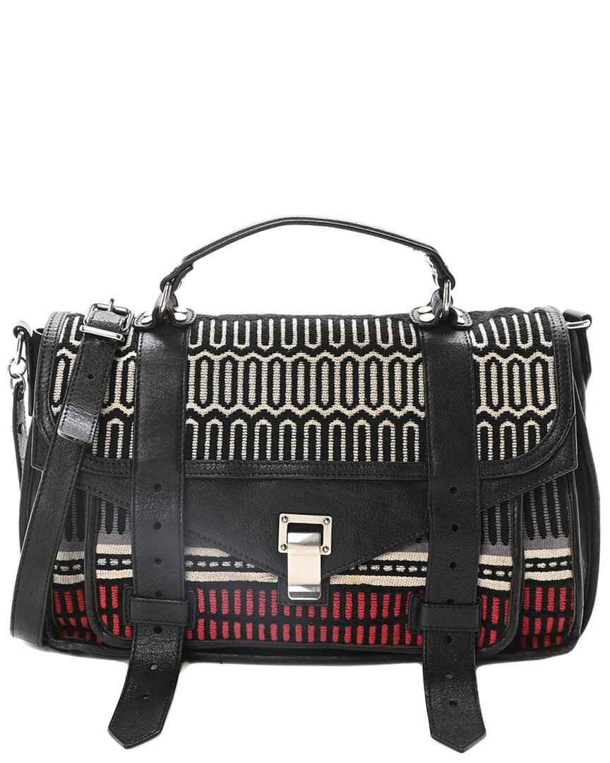 Proenza Schouler Black Leather Mixed Woven Medium Ps1 Satchel (authentic Pre-  Loved) In Multi