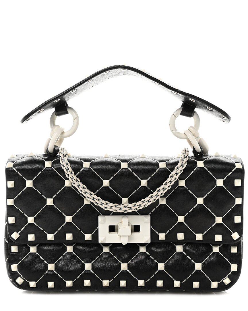 Valentino Garavani Valentino Black Lambskin Small Free Rockstud Spike Shoulder Bag (authentic Pre-loved) In Multi
