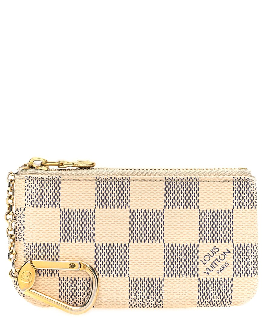Pre-owned Louis Vuitton White Damier Azur Coated Canvas Pochette Cles (authentic Pre-  Loved)