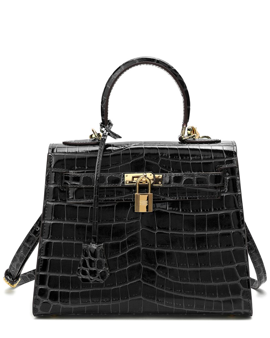 TIFFANY & FRED TIFFANY & FRED ALLIGATOR-EMBOSSED LEATHER SATCHEL