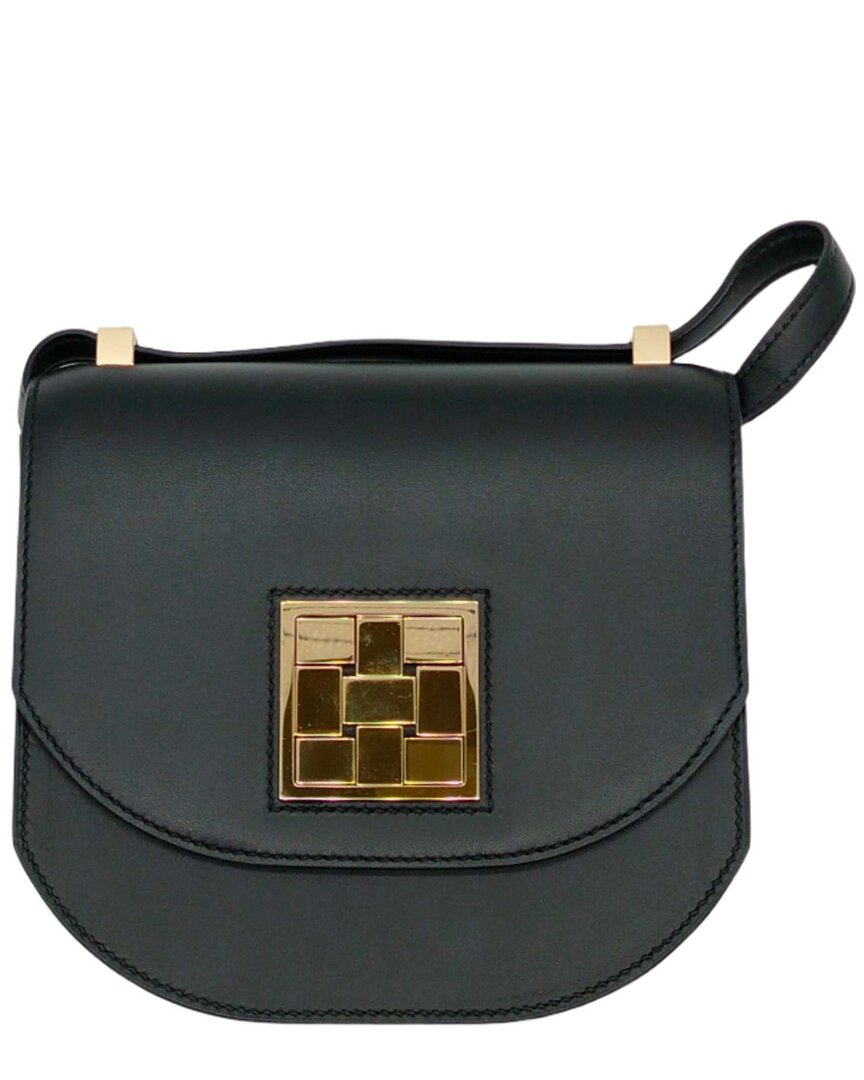 Pre-owned Hermes Hermès Black Leather Mosaic Shoulder Bag - '10s (authentic Pre-loved)