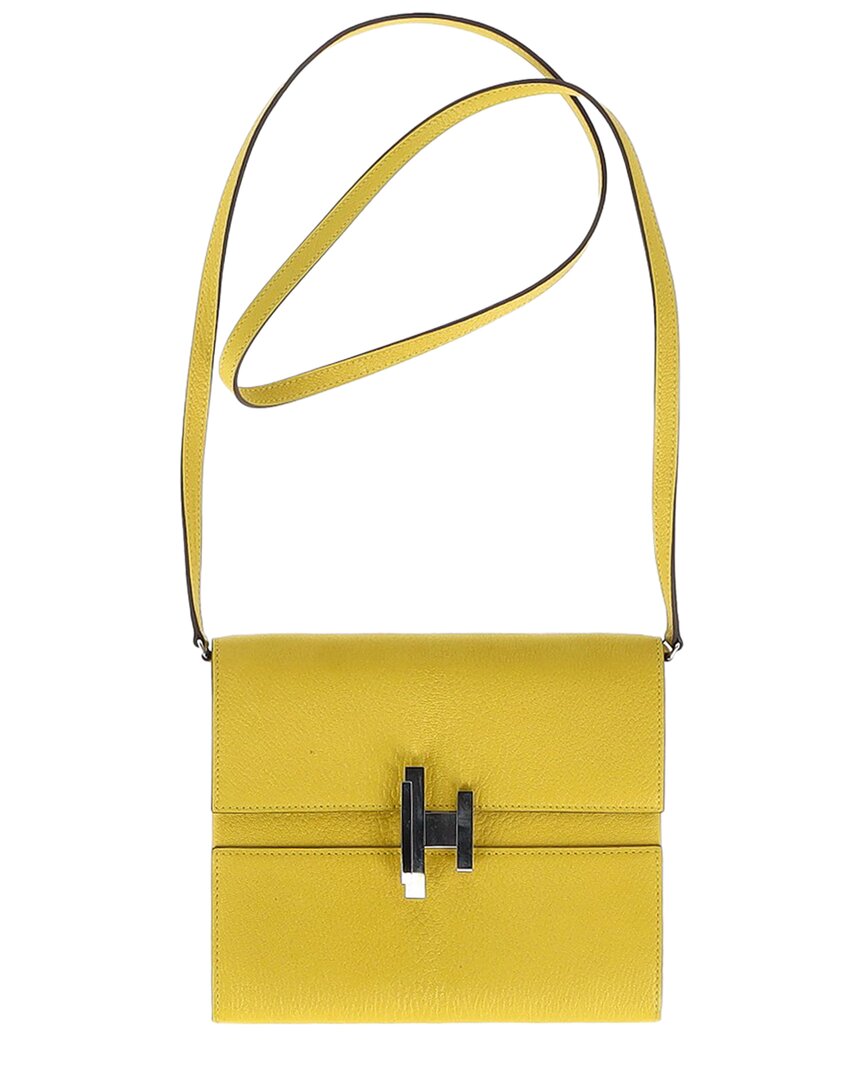 Pre-owned Hermes Hermès Yellow Leather Cinhetic To Go Shoulder Bag (authentic Pre-loved)