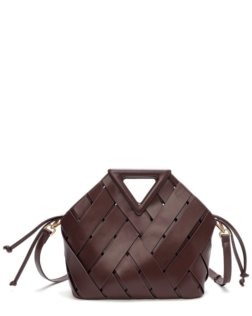 Tiffany & Fred Paris Smooth & Perforated Leather Shoulder Bag In Brown