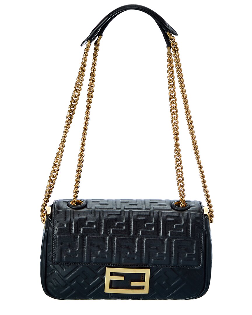 FENDI FENDI BAGUETTE MIDI FF LEATHER SHOULDER BAG