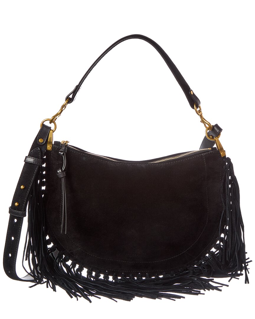Isabel Marant Oskan Moon Small Suede Shoulder Bag In Black