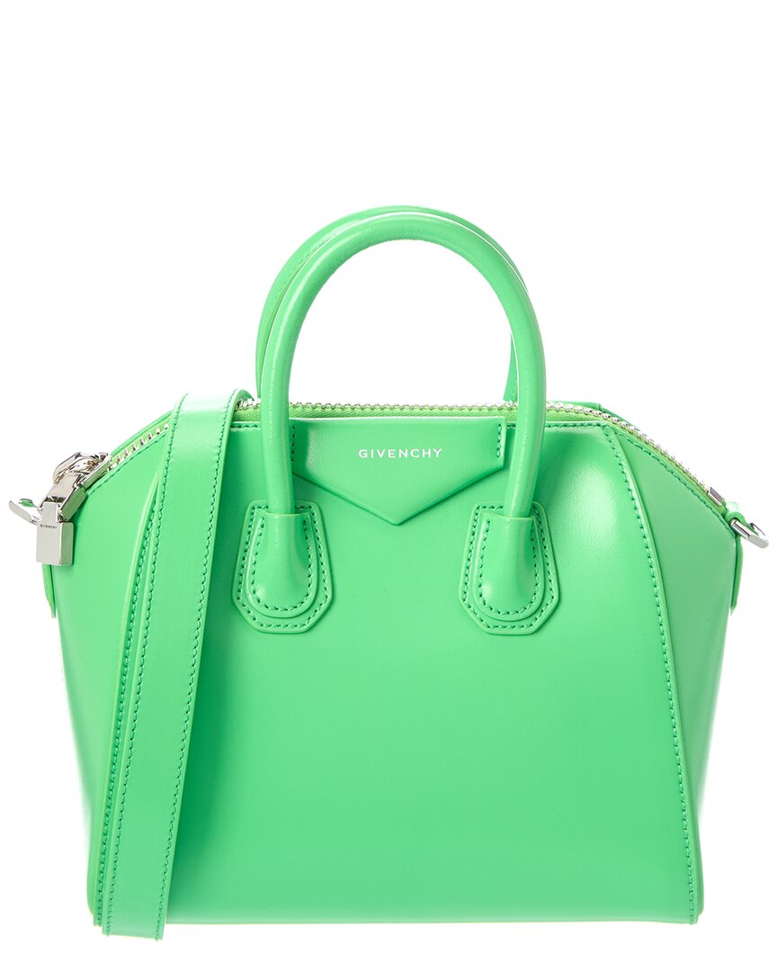 Givenchy Antigona Mini Leather Shoulder Bag In Green