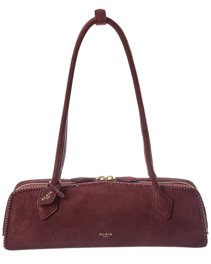 Alaïa Le Teckel Medium Suede Shoulder Bag In Burgundy