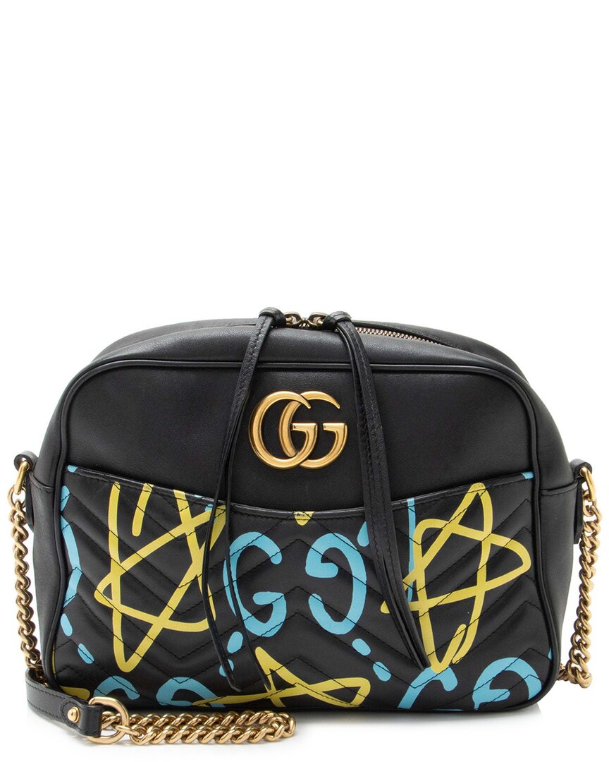 Gucci Gg Marmont Ghost Graffiti Bag In Black