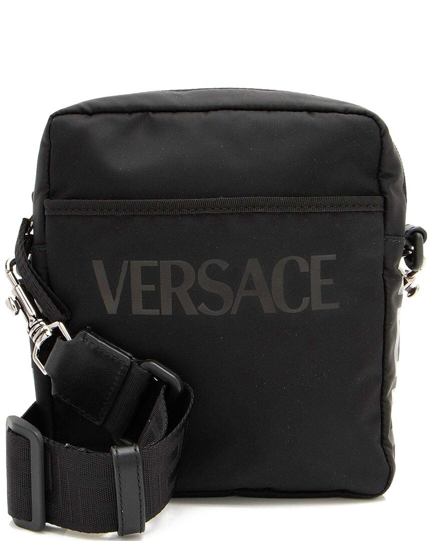 Versace Black Nylon Logo Messenger (authentic Pre-loved)