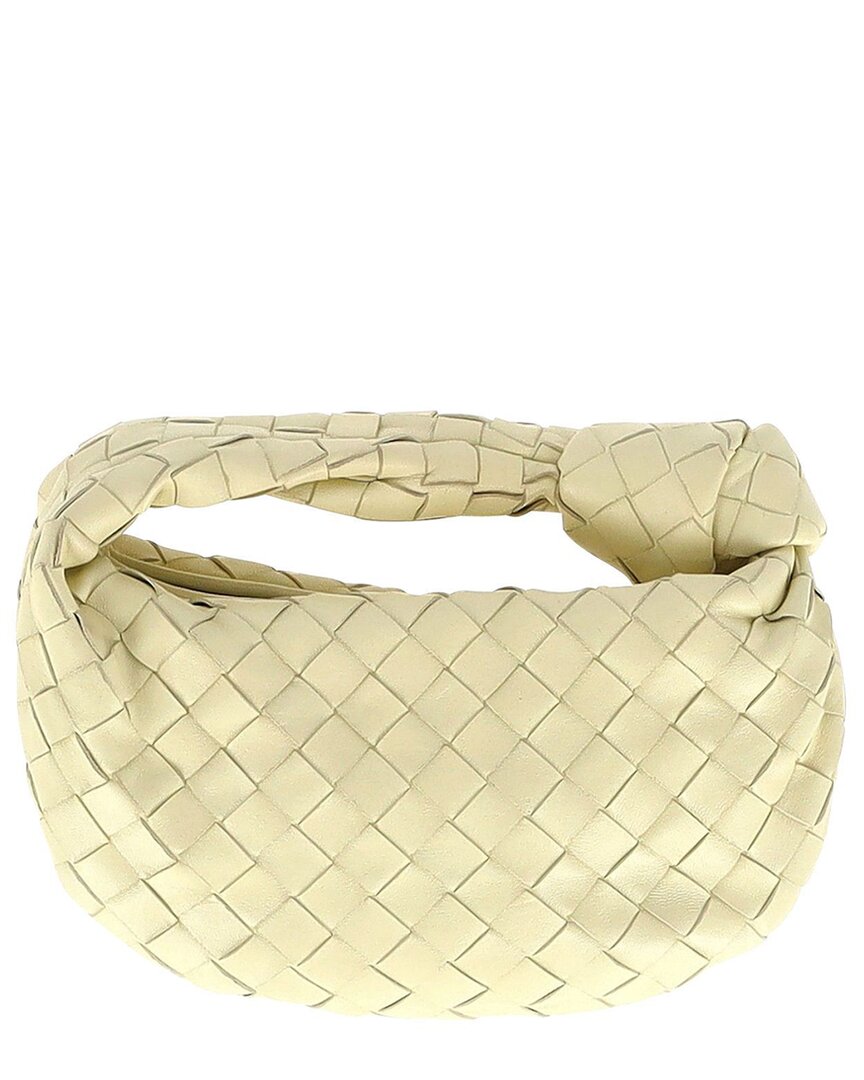 Bottega Veneta Cream Leather Mini Jodie Shoulder Bag (authentic Pre-loved) In White