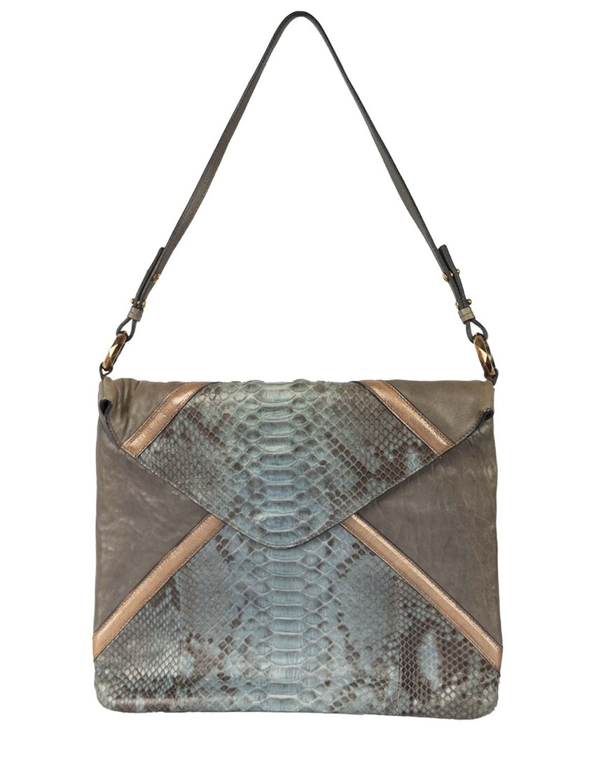 Chloé Grey Python Leather Envelope Bag (authentic Pre-loved) In Multi