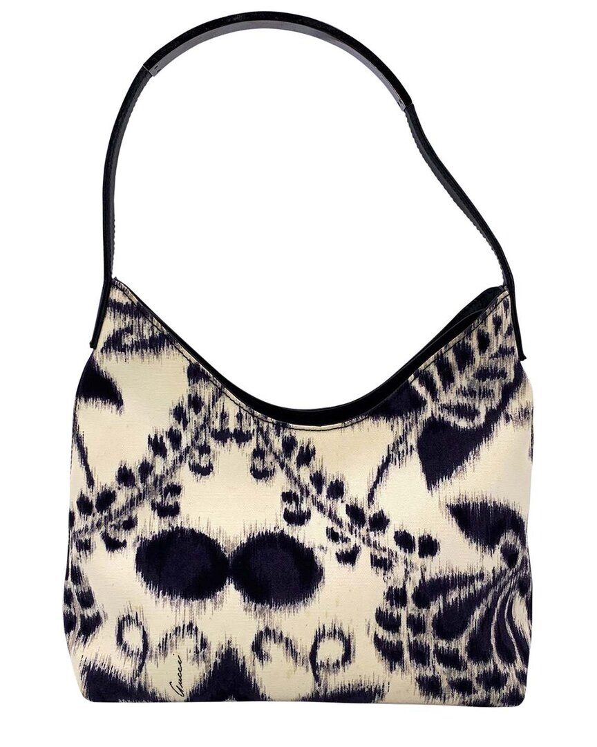 Gucci Beige Cotton Hobo Bag (authentic Pre-loved) In White