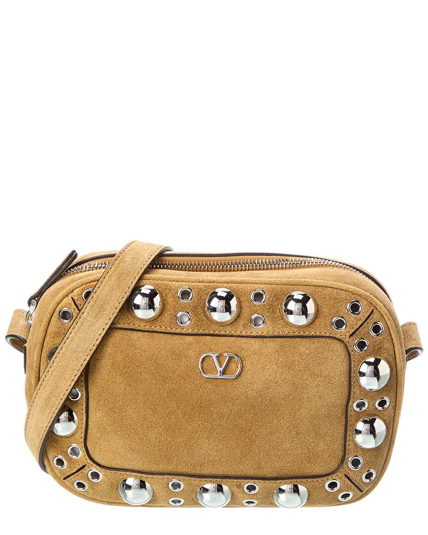 Valentino Garavani Valentino Nellcote Suede Crossbody In Sand