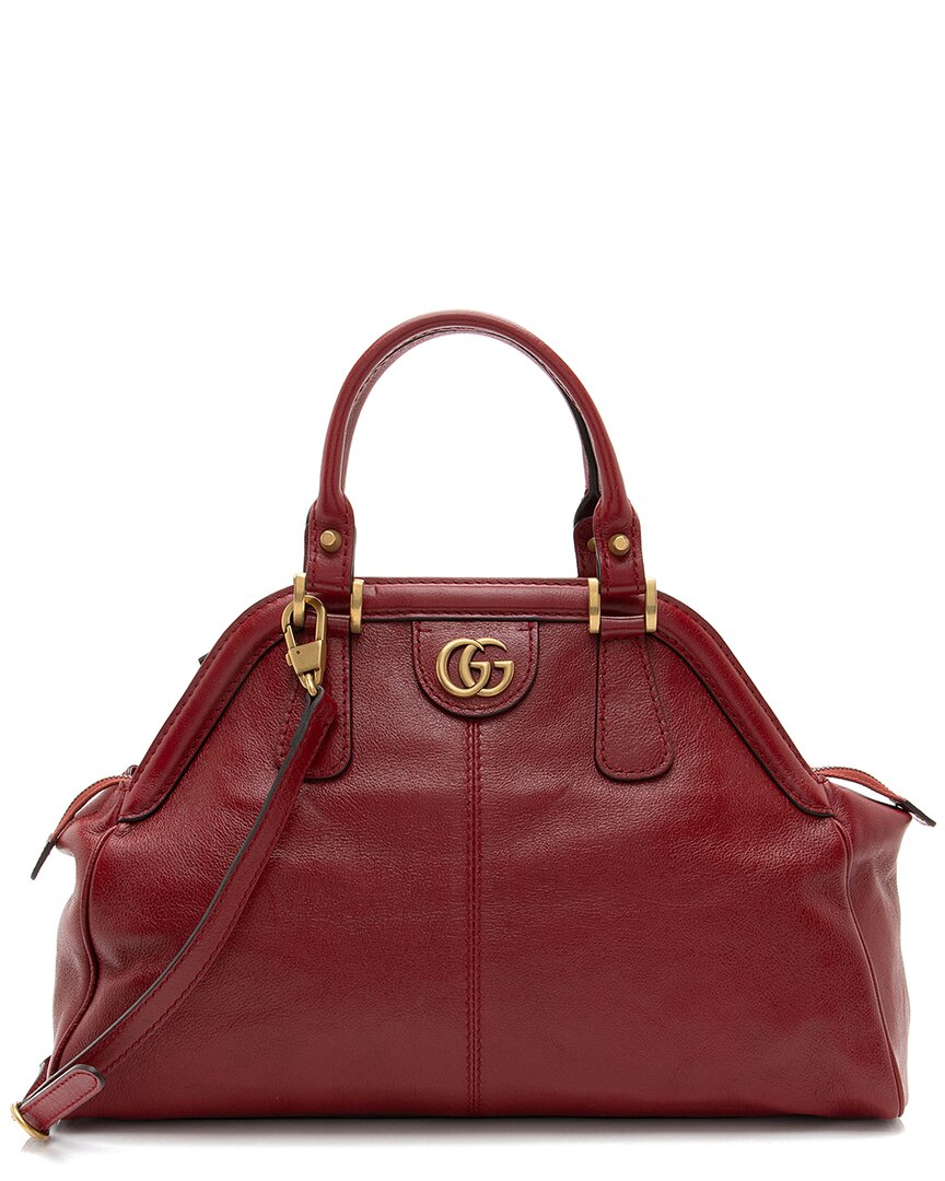 Gucci Red Leather Rebelle Medium Satchel (authentic Pre-loved) In Brown