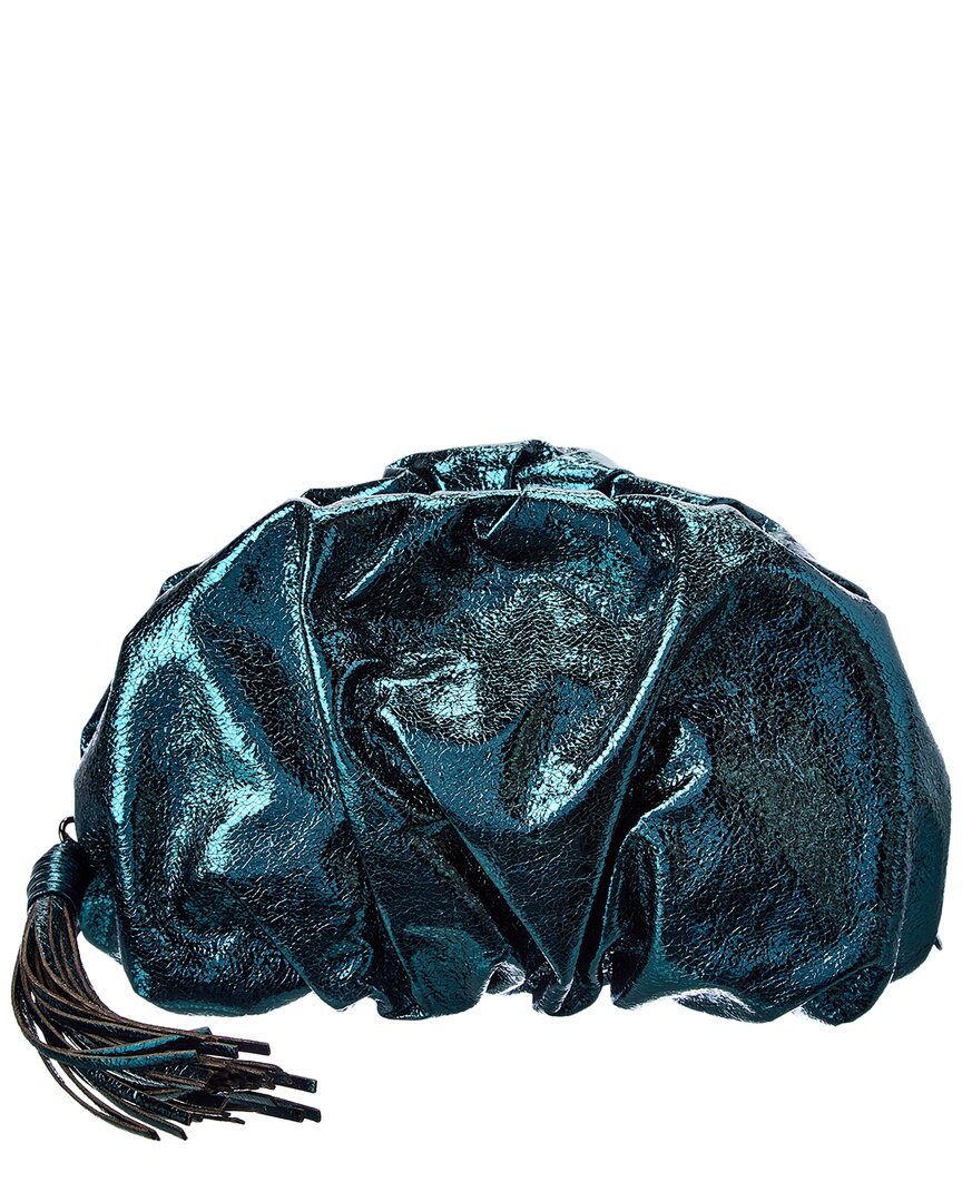 Rebecca Minkoff Ruched Faux Leather Clutch In Green
