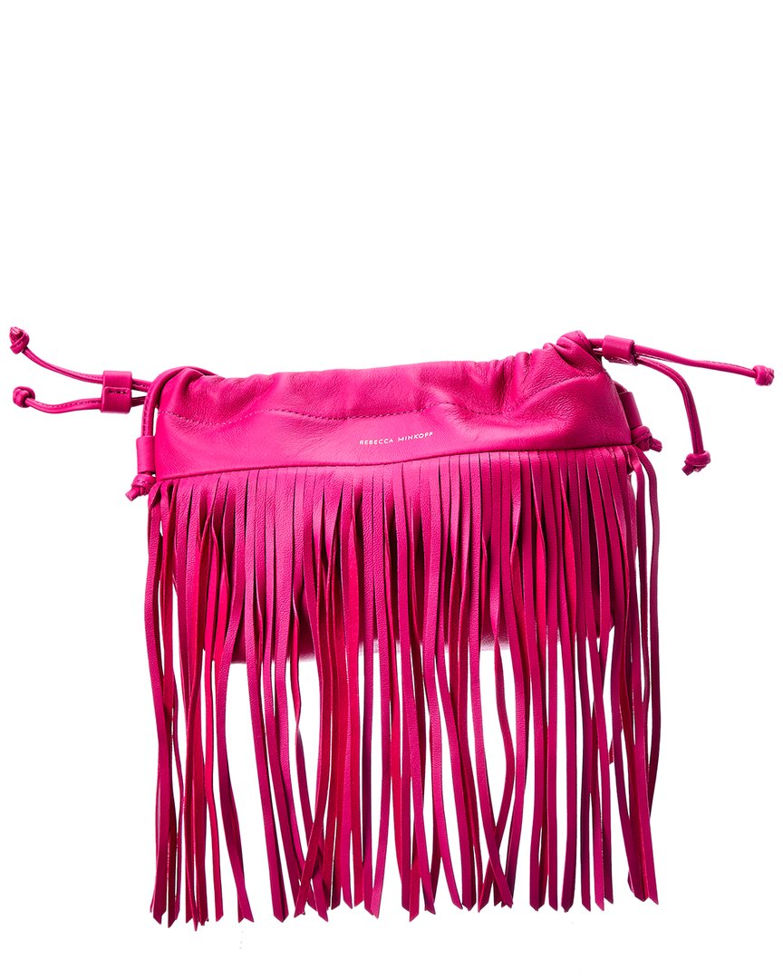 Rebecca Minkoff Fringe Night Out Leather Crossbody In Pink  display picture 1